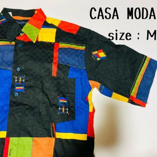 002 カラーシャツ Mサイズ ポップ 生地薄め CASA MODA(シャツ)