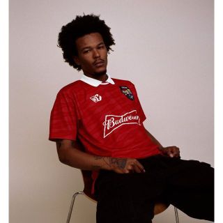 ヒューマンメイド(HUMAN MADE)のMサイズ WYxBW SOCCER GAME SHIRT Red(Tシャツ/カットソー(半袖/袖なし))