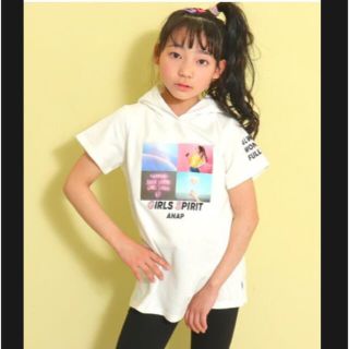 アナップキッズ(ANAP Kids)のパーカー フォトプリントフードチュニック　ANAP KIDS(Tシャツ/カットソー)