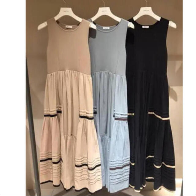 新品】FRAY I.D コットンギャザーニットコンビワンピース ベージュ