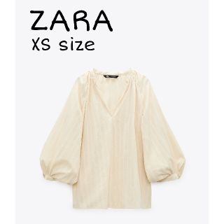 ザラ(ZARA)のZARA　バルーンスリーブラスティックブラウス　XSサイズ　エクリュ(シャツ/ブラウス(長袖/七分))