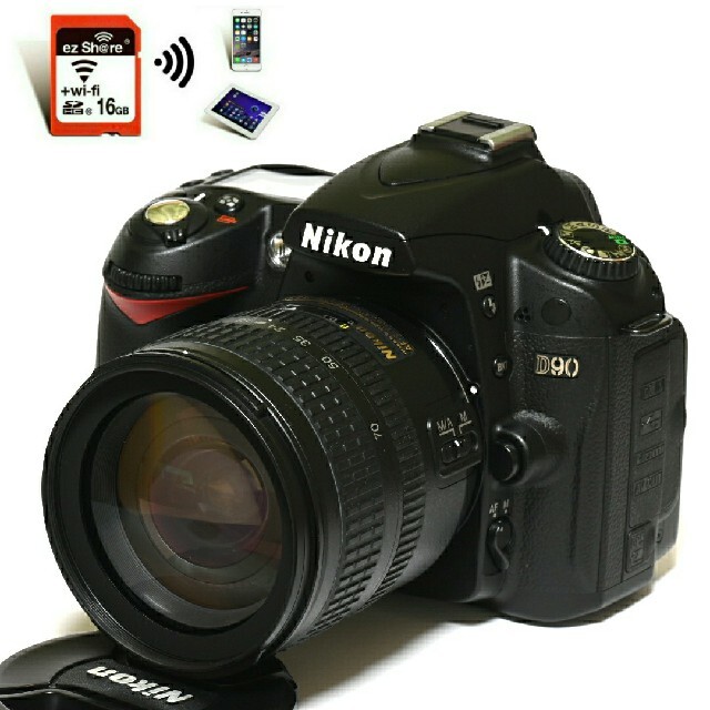 カメラ【Nikon】Wi-Fiでスマホへ★ライブビュー機能！D90レンズキット