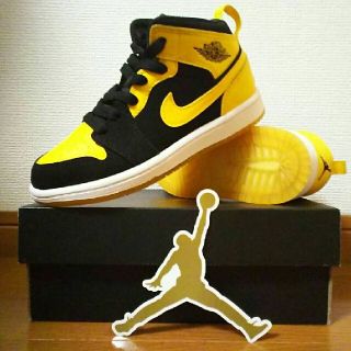 ナイキ(NIKE)のNIKE JORDAN1 retro MID BP NEW LOVE黄色18cm(スニーカー)