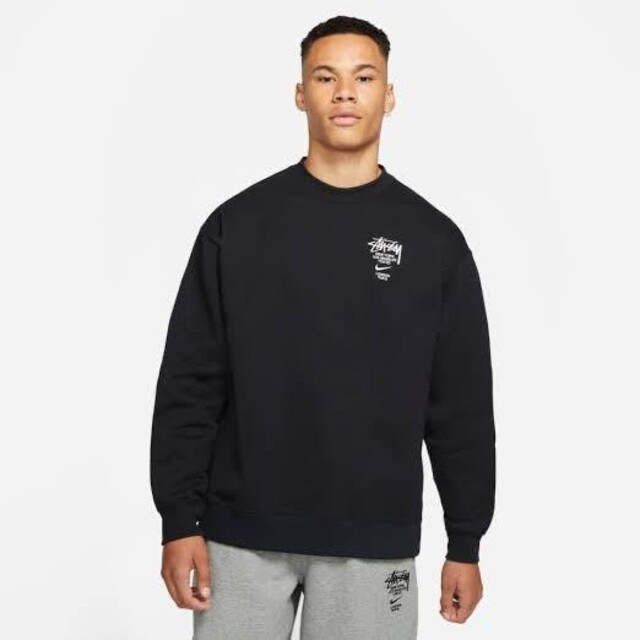 NIKE - コラボSTUSSYナイキFleece Crew Sweatshirt黒スウェットの通販