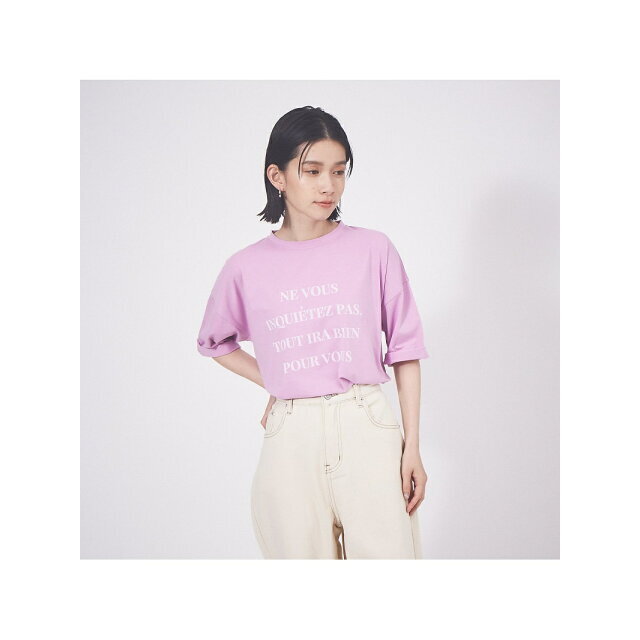 abahouse mavie(アバハウスマヴィ)の【ピンク】【販売店舗限定】ワイド5分袖ロゴTシャツ レディースのトップス(カットソー(長袖/七分))の商品写真