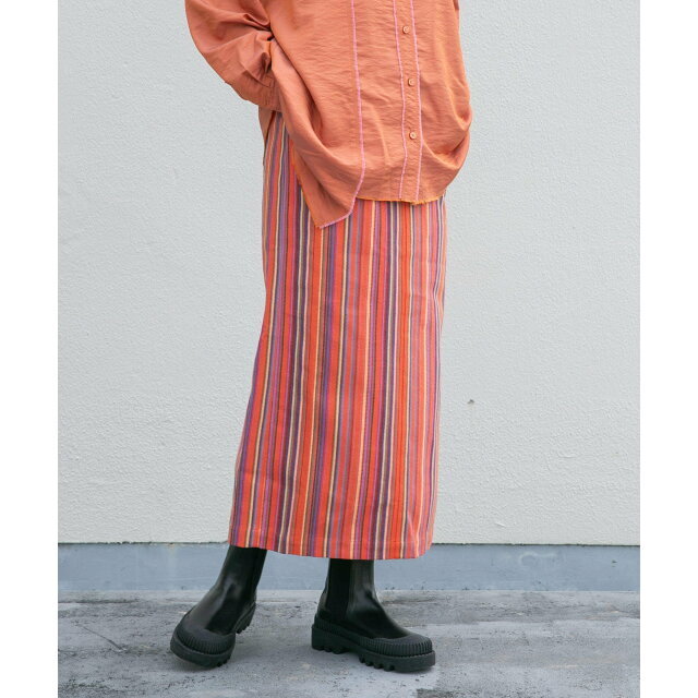 KBF(ケービーエフ)の【ORANGE MIX】ストライプペンシルスカート レディースのスカート(ロングスカート)の商品写真