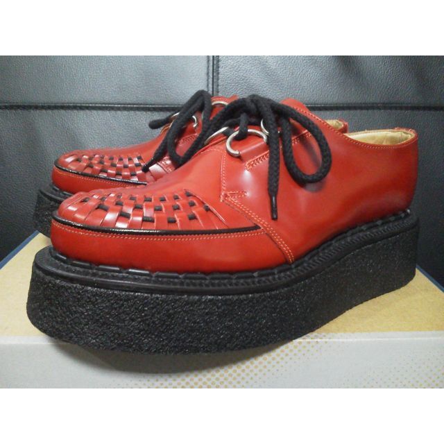 GEORGE COX(ジョージコックス)のGeorgeCox 英国製 ラバーソール UK3 赤 厚底 3588 清春 レディースの靴/シューズ(ローファー/革靴)の商品写真