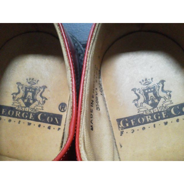 GEORGE COX(ジョージコックス)のGeorgeCox 英国製 ラバーソール UK3 赤 厚底 3588 清春 レディースの靴/シューズ(ローファー/革靴)の商品写真