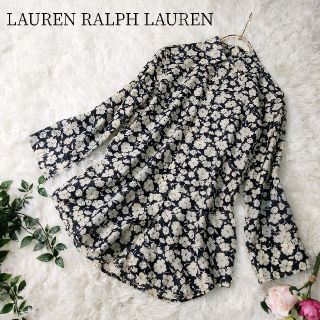 ラルフローレン(Ralph Lauren)のシルクコットン★LOREN RALPH LAUREN 7分袖シャツ 花柄 S M(シャツ/ブラウス(長袖/七分))