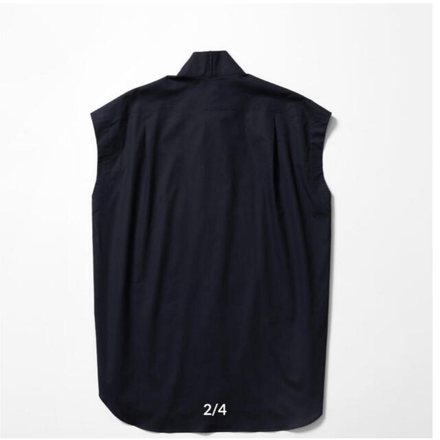 新品未使用品:シーマリー フレンチスリーブ　シャツ　ブラウス　ネイビー レディースのトップス(シャツ/ブラウス(半袖/袖なし))の商品写真
