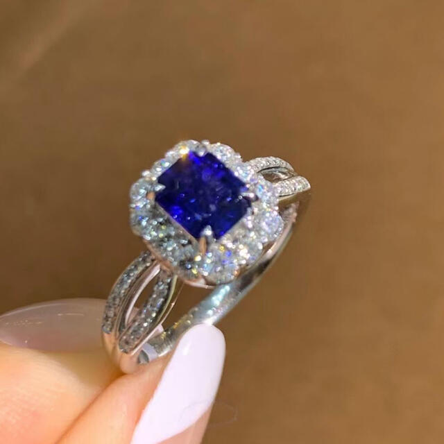 大人気新作 ブルーサファイア 天然 ダイヤ ¥ k18 リング0.98ct リング