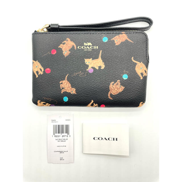 COACH(コーチ)のCOACH 【C6434】コーチ リストレット ポーチ ねこ柄 キャット猫 レディースのファッション小物(ポーチ)の商品写真