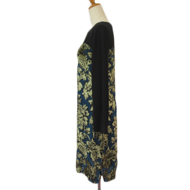 白 フリル付 エトロ ETRO ワンピース 花柄 フロッキー スリット シルク