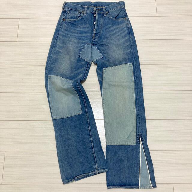 濃紺パッチワークカスタム◆Levi's66501◆W32日本製復刻ジーンズ681