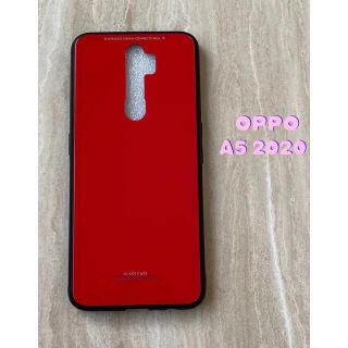 オッポ(OPPO)のシンプル&可愛い♪耐衝撃背面9HガラスケースOPPO A5 2020 レッド　赤(Androidケース)