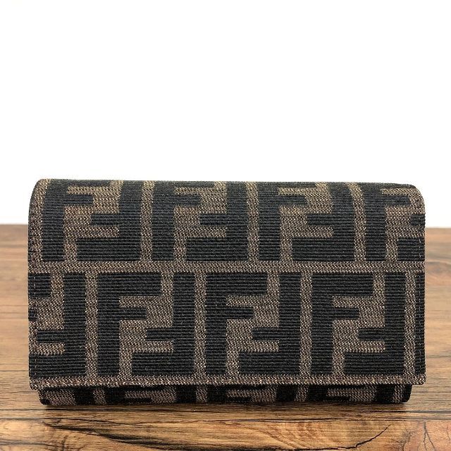 FENDI フェンディ キャンバス ズッキーノ 三つ折り コンパクト財布 8M0011 ベージュ by