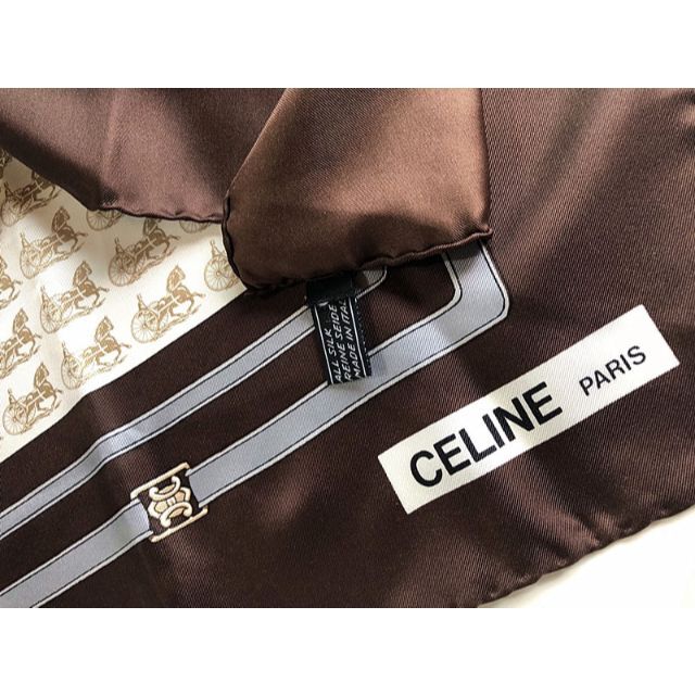 celine(セリーヌ)の【稀少柄】イタリア製★CELINEセリーヌ◆人気馬車柄スカーフ（0708D7） レディースのファッション小物(バンダナ/スカーフ)の商品写真