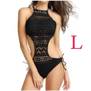 レディース 水着 モノキニ ビキニ ワンピース クロシェ レース 海 プール L(水着)