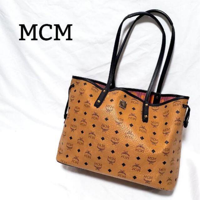 【美品】 MCM トートバッグ レザー ヴィセトス柄 モノグラム リバーシブル