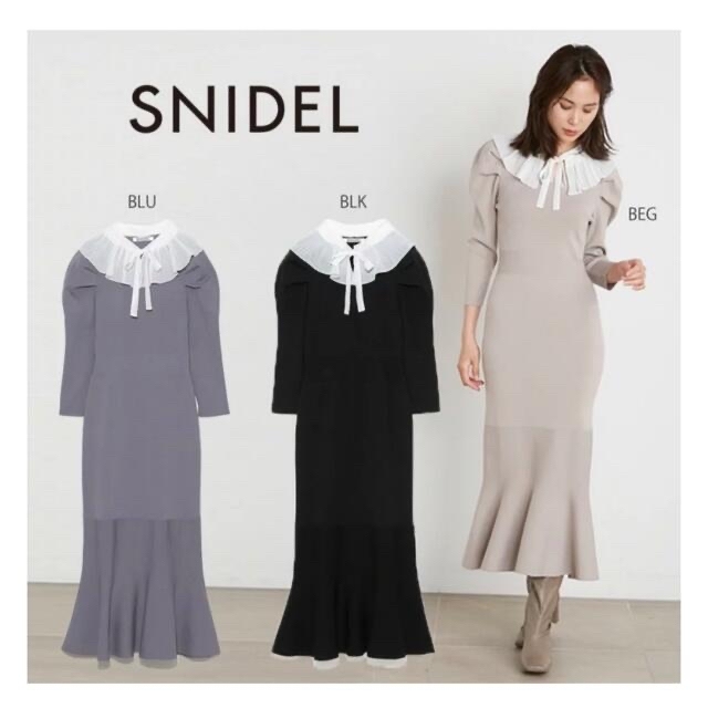 SNIDEL(スナイデル)のSNIDEL プリーツカラーニットワンピース レディースのワンピース(ロングワンピース/マキシワンピース)の商品写真