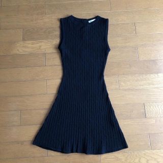 ザラ(ZARA)のZARA ニットワンピース　黒(ミニワンピース)