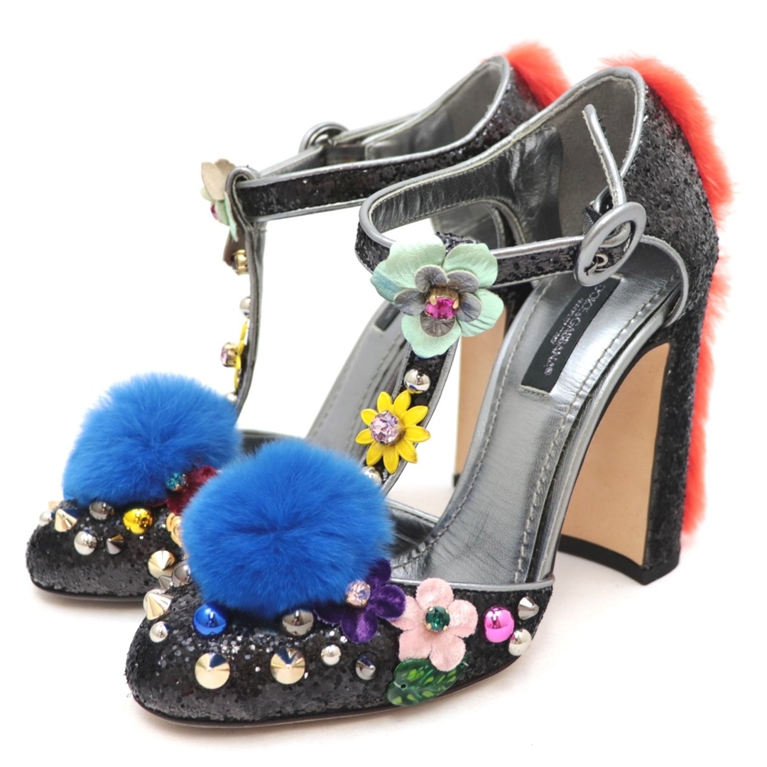美品 ドルチェアンドガッバーナ アンクルストラップパンプス レディース 黒 35 グリッター ファー スタッズ装飾 DOLCE&GABBANA | フリマアプリ ラクマ 美品 ドルチェアンドガッバーナ ローヒールパンプス レディース 35