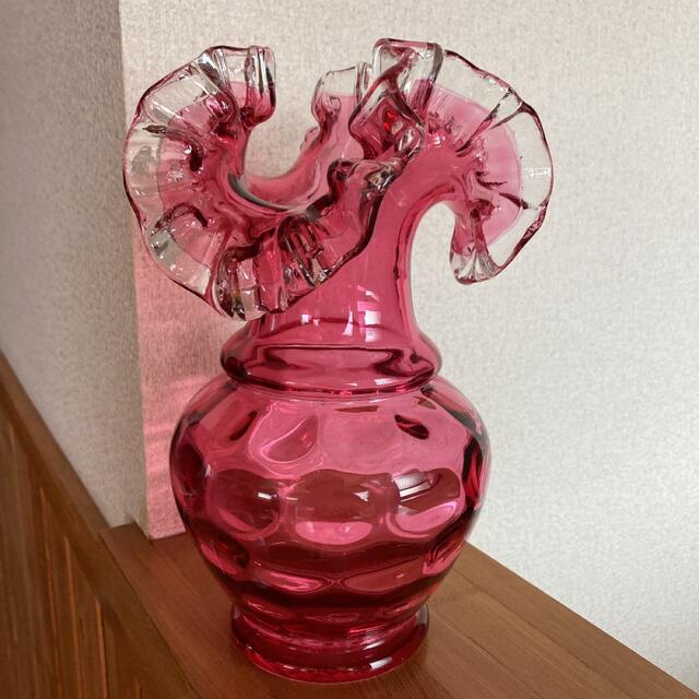 花瓶　吹きガラス　フリル花瓶　大正ロマン型　レトロ | フリマアプリ ラクマ