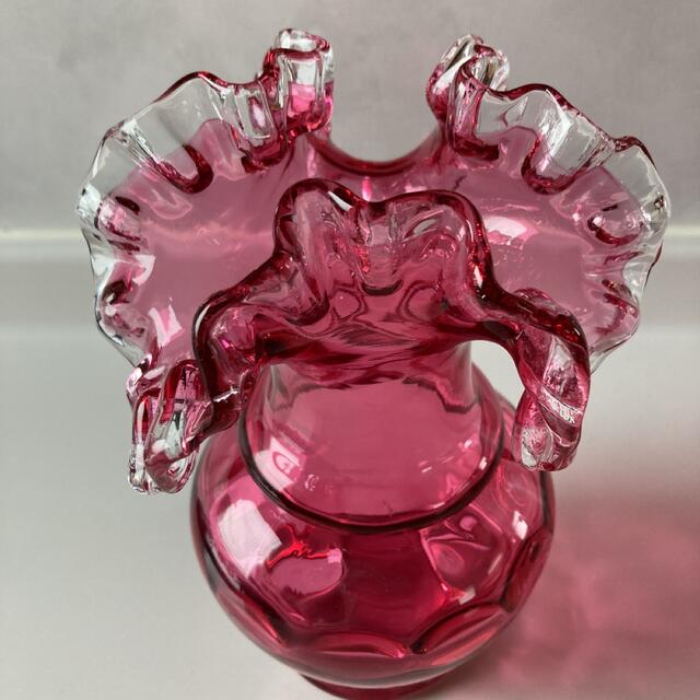 花瓶　吹きガラス　フリル花瓶　大正ロマン型　レトロ