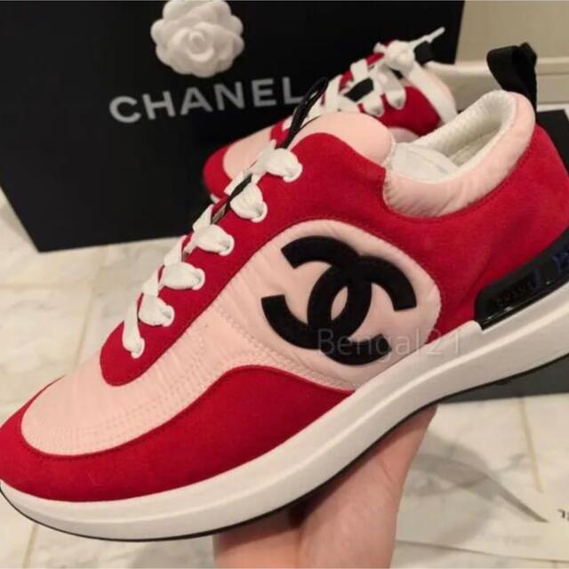 シャネル　CHANEL スニーカー　春夏　定番　赤　レッド　ピンク　36 37