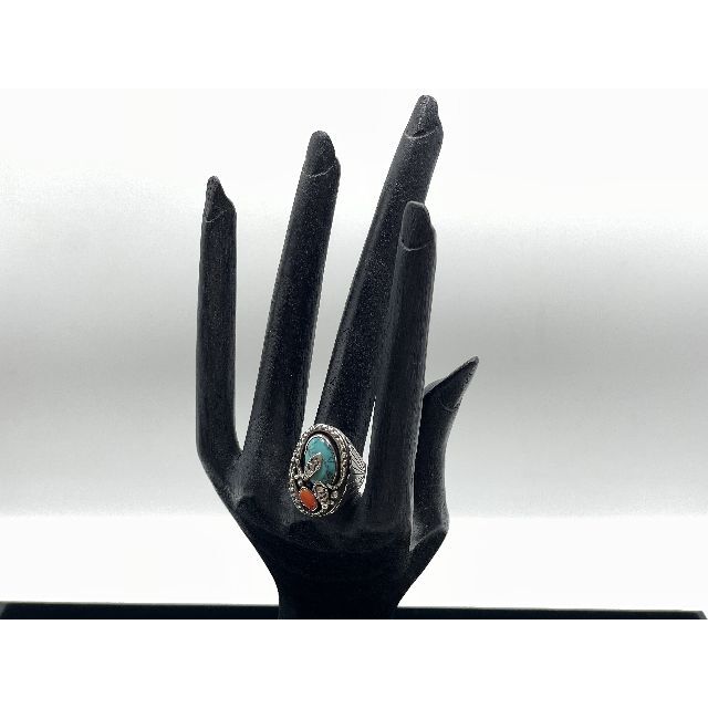 シルバーリング（トルコ石・サンゴ） レディースのアクセサリー(リング(指輪))の商品写真