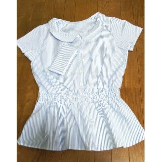 イマージュ(IMAGE)の【新品】IMAGE イマージュ★ウエストリボン付きストライプブラウス(シャツ/ブラウス(半袖/袖なし))