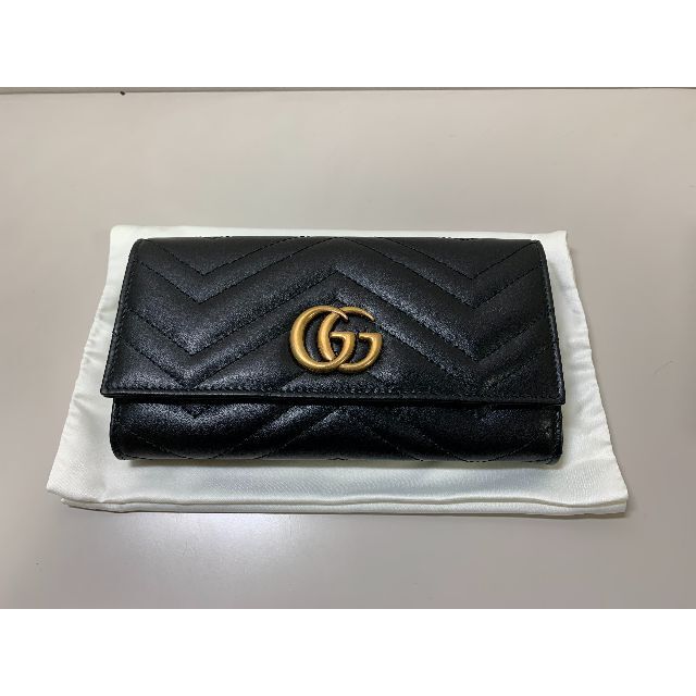 Gucci - ☆未使用☆ グッチ コンチネンタルウォレット 黒 443436 GGマーモント