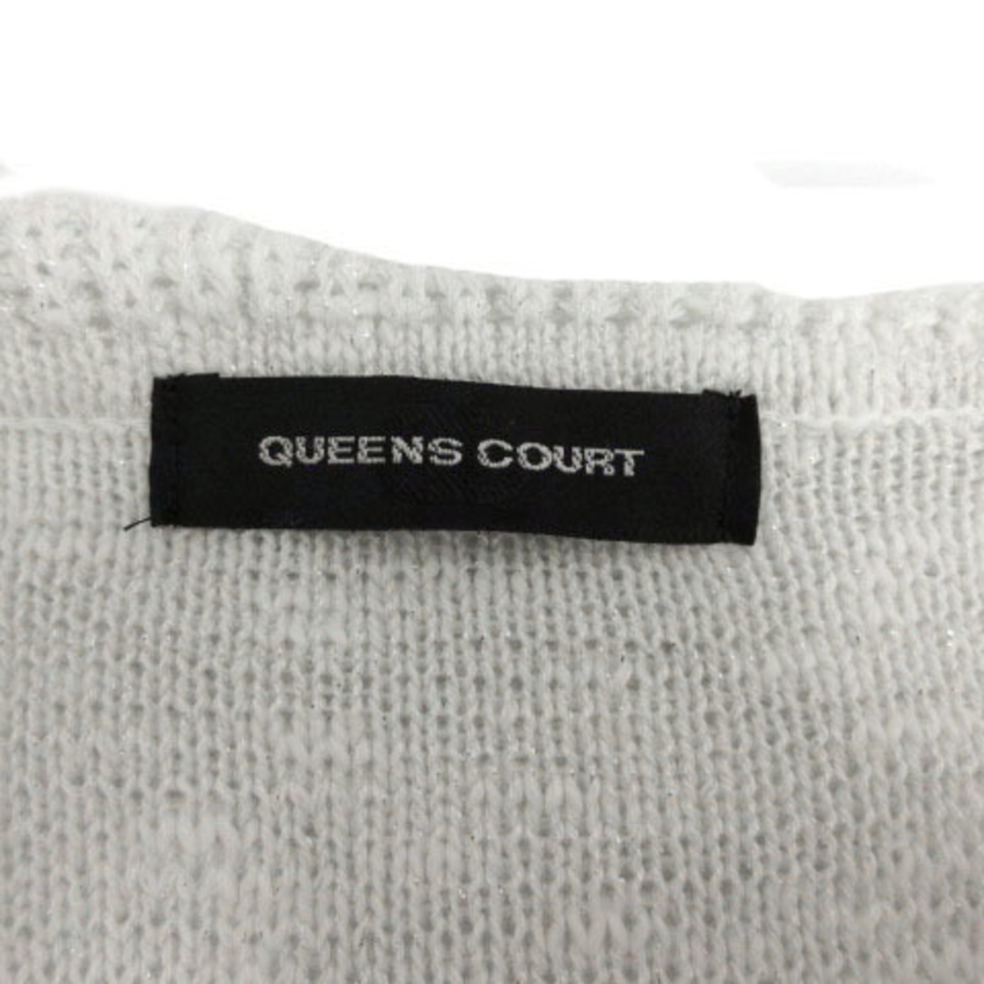 QUEENS COURT(クイーンズコート)のクイーンズコート QUEENS COURT カーディガン ニット フリル 白 2 レディースのトップス(カーディガン)の商品写真