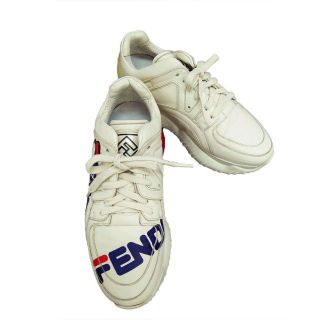 フェンディ(FENDI)のフェンディ フィラ マニア スニーカー ホワイト 7E1199A62E レディース レザー 38(24.5cm) 靴 FENDI×FILA(スニーカー)