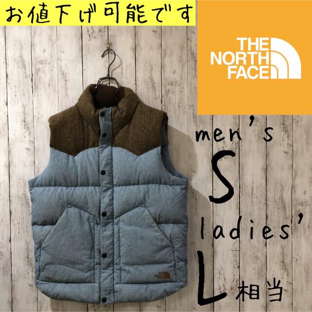 THE NORTH FACE - ノースフェイス ダウンベスト 青×茶 メンズS