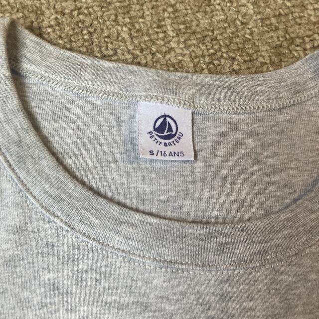 PETIT BATEAU(プチバトー)のブチバトー　Tシャツ　ライトグレー　Ｓ　16ANS レディースのトップス(Tシャツ(半袖/袖なし))の商品写真