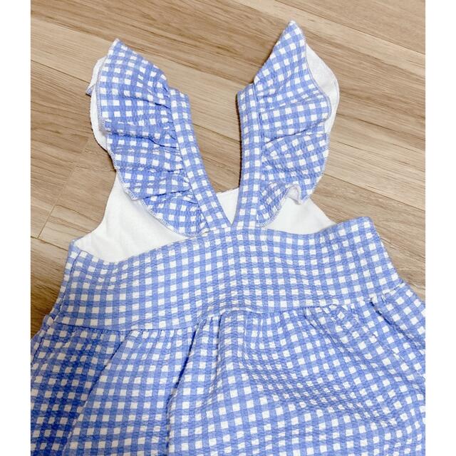 ZARA(ザラ)のZARA ギンガムジャカードワンピースミディアムブルー 104cm キッズ/ベビー/マタニティのキッズ服女の子用(90cm~)(ワンピース)の商品写真