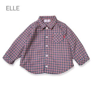 エル(ELLE)の美品 80 エル ELLE POUPON チェック ネルシャツ 長袖(シャツ/カットソー)