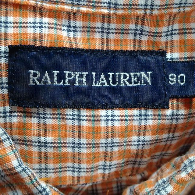 Ralph Lauren(ラルフローレン)のラルフローレン 90 チェックシャツ オレンジ 長袖 綿 コットン キッズ/ベビー/マタニティのキッズ服男の子用(90cm~)(ブラウス)の商品写真