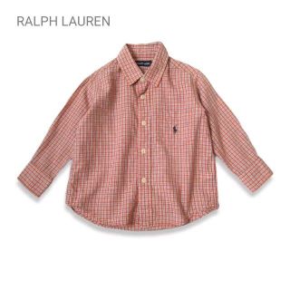 ラルフローレン(Ralph Lauren)のラルフローレン 90 チェックシャツ オレンジ 長袖 綿 コットン(ブラウス)