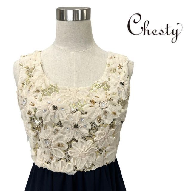 Chesty(チェスティ)のChesty チェスティ フラワー チュール ドレス ワンピース 0 花柄 S レディースのワンピース(ひざ丈ワンピース)の商品写真