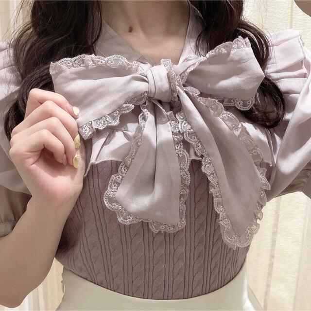 エブリン リボンニットトップス ブラウス