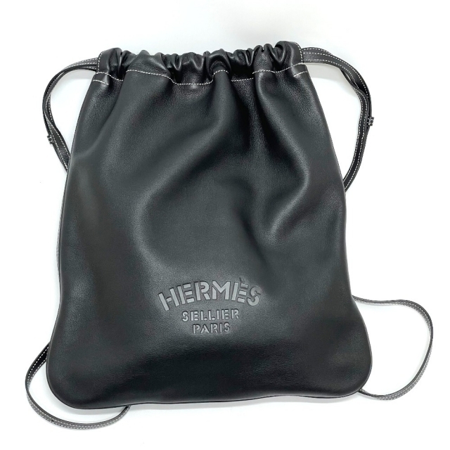 Hermes - エルメス HERMES ブリダド 巾着 2WAY トートバッグ リュックサック エヴァーカーフ D刻 ブラック 新品同様