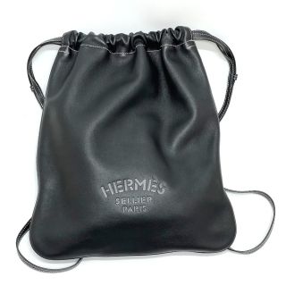 エルメス(Hermes)のエルメス HERMES ブリダド 巾着 2WAY トートバッグ リュックサック エヴァーカーフ D刻 ブラック 新品同様(リュック/バックパック)