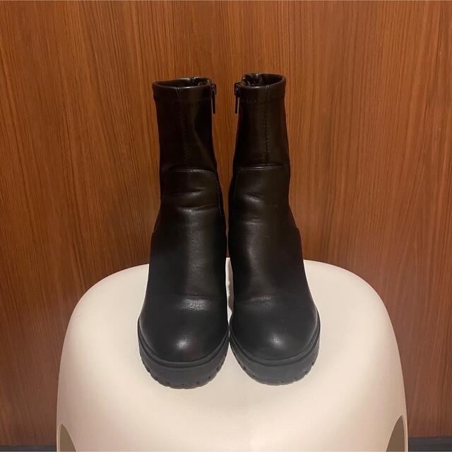 Steve Madden ショートブーツ ヒール ブラック レザー 合皮