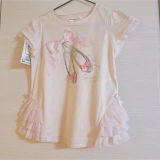 ミキハウス(mikihouse)の新品 ミキハウス 半袖Ｔシャツ  リーナシューズ チュールフリル付き 100cm(Tシャツ/カットソー)