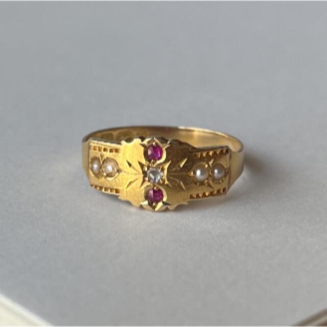 英国　イギリス　アンティーク　18ct 18k ジプシーリング