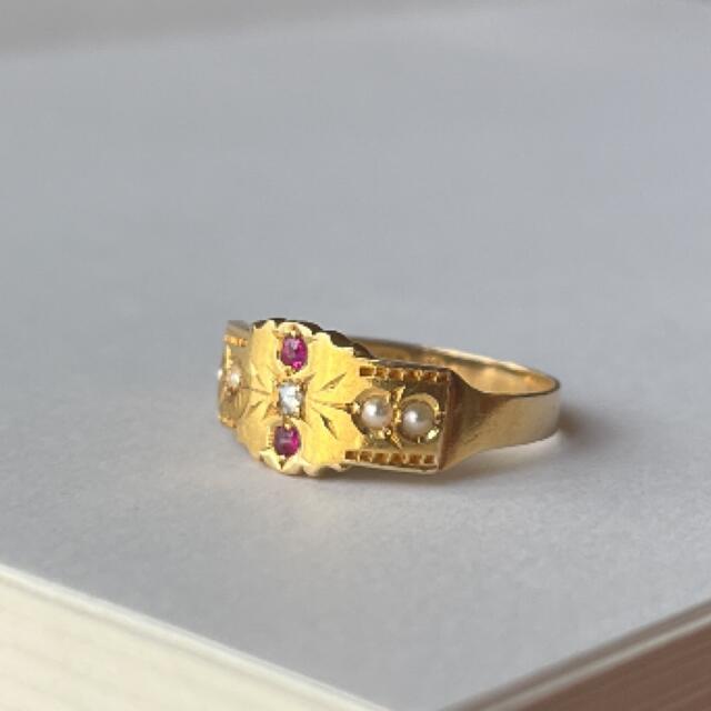 英国　イギリス　アンティーク　18ct 18k ジプシーリング