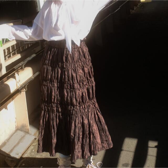Ameri VINTAGE(アメリヴィンテージ)のSOLOV ソロブ　ワッシャースカート ブラウン レディースのスカート(ロングスカート)の商品写真