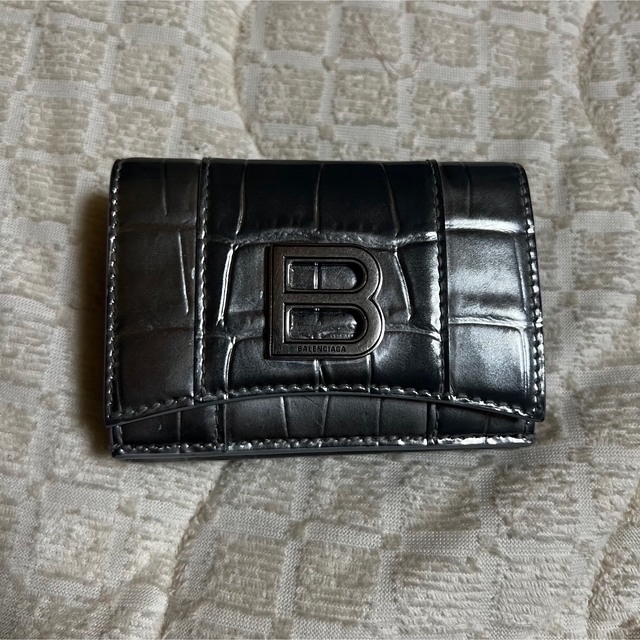 BALENCIAGA 三つ折り 財布 クロコ Bロゴ シルバー | www.jarussi.com.br